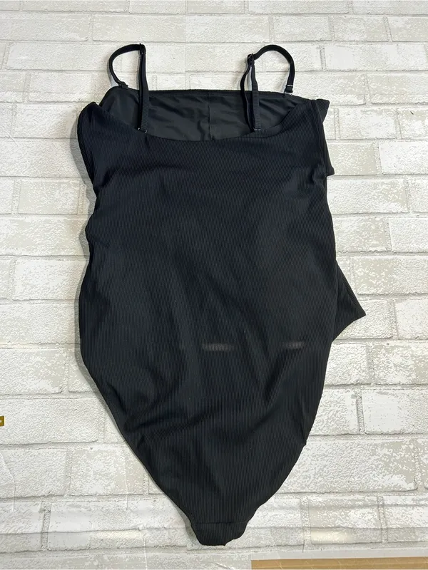 Aerie Ribbed Black One-Piece Swimsuit with Front Tie Size XXL Long - Image 4