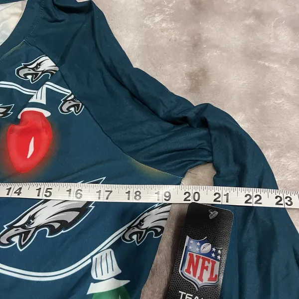 NFL Philadelphia Eagles Christmas Lights Pajama Top Long Sleeve Size Medium - Image 5