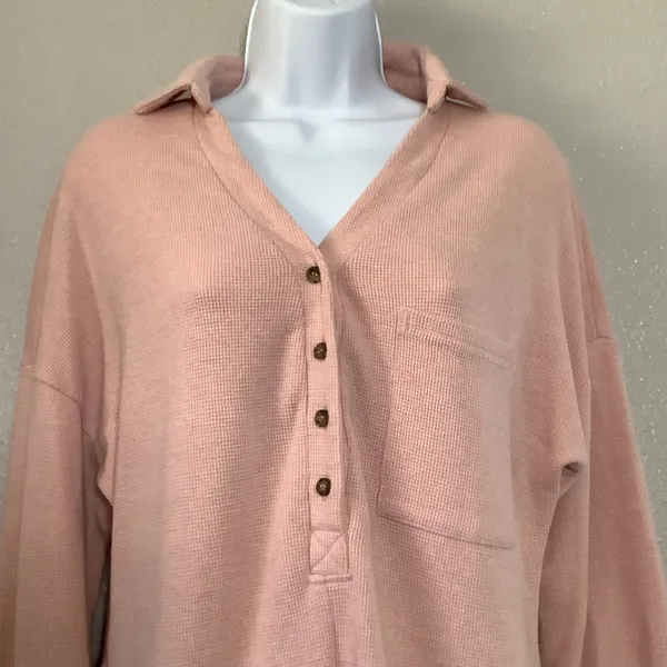 Pink Lagenlook Cottagecore Relaxed Loungewear Button Up Collar Playsuit Romper S - Image 2