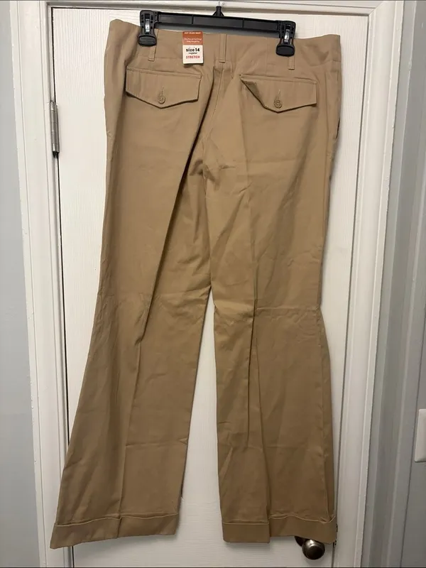 NWT Old Navy Essential Stretch Wide Leg Trouser Dress Pants Khaki Tan Size 14 - Image 4