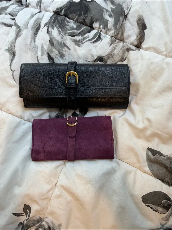 ACE England Purple Suede Leather Travel Jewelry Carrier + LargerFreebie Organize - Image 6