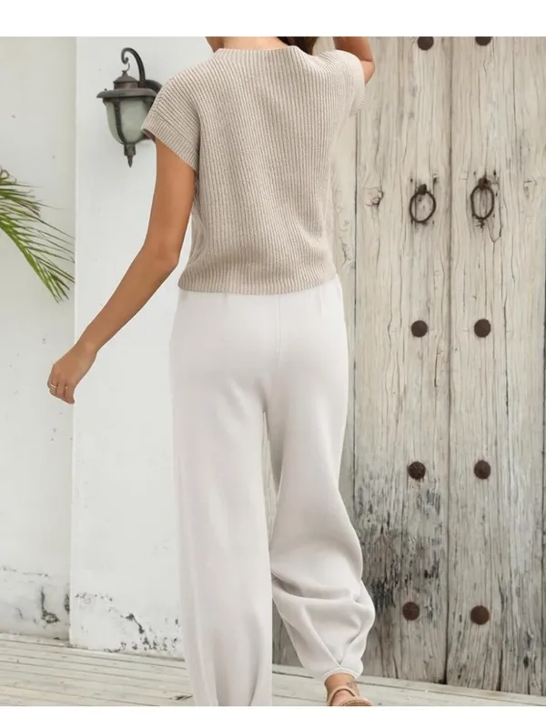 NWOT Two Piece Knitted Sweater Set Tan Size L - Image 6