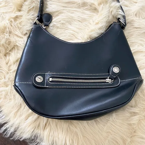Vintage Y2K Tommy Hilfiger Black Silver Accent Stitching Hobo Shoulder bag - Image 2