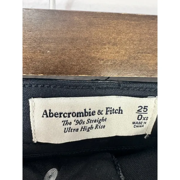Abercrombie & Fitch The 90s‎ Straight Ultra High Rise Black Faux Vegan Leather 0 - Image 2