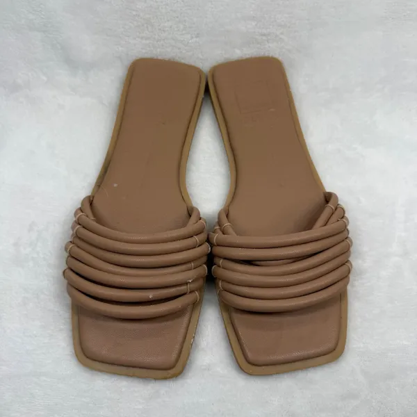 Dolce‎ Vita Clear Tan Padded Multi Strap Square Toe Flat Slide Sandals Est 11 - Image 2