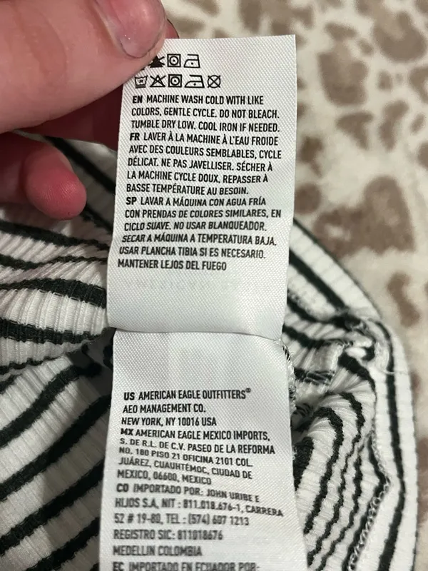 American Eagle White and Green Striped Tank Top - Image 6