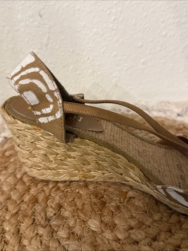 Lauren‎ Ralph Lauren Tan White Batik Print Espadrille Wedge Sandals Size 6.5 - Image 13