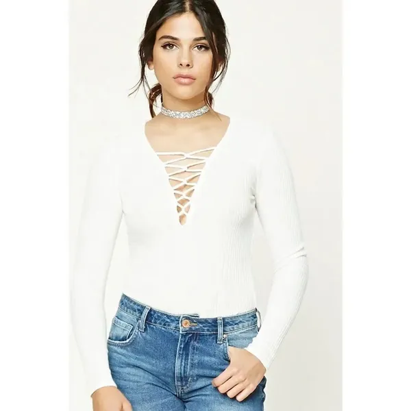 ✨Ribbed Plunging Lace-Up Top✨ - Image 4