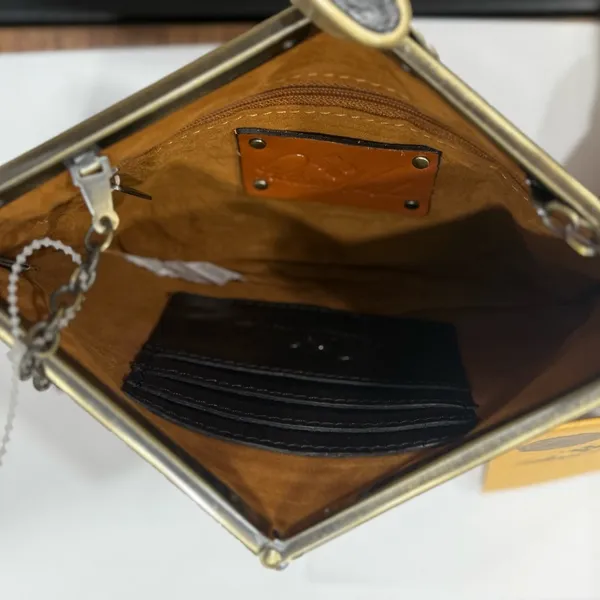 NWT Patricia Nash Asher Frame Clutch Leather Tiger Print Crossbody - Image 4