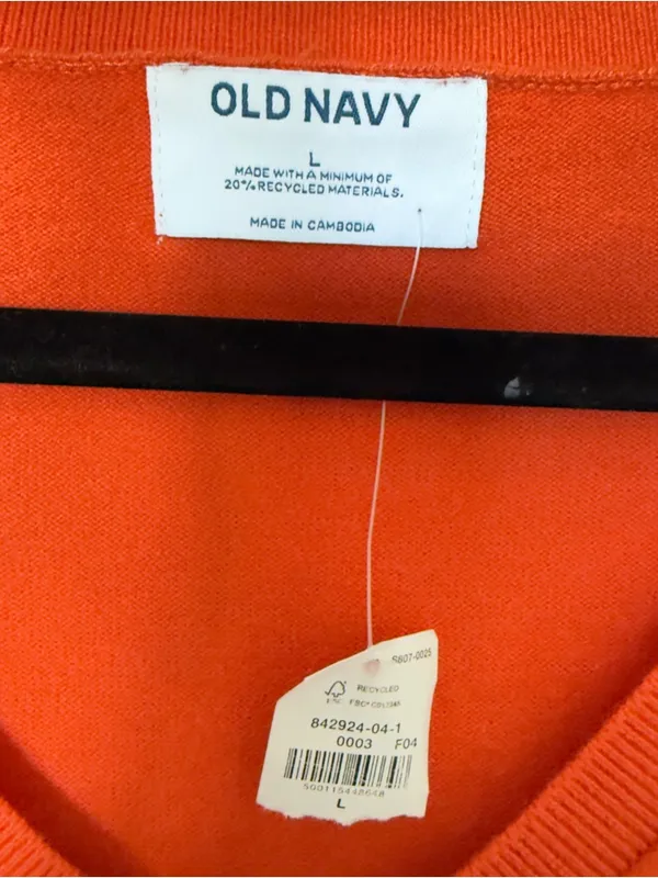 Old Navy Women Large Orange So Soft Loose V Neck‎ Sweater Normcore Minimalist - Image 6
