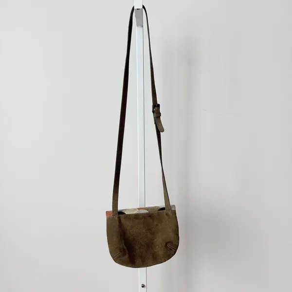Multicolor Suede‎ Scalloped Patchwork Crossbody Bag Mermaid Boho Brown - Image 6