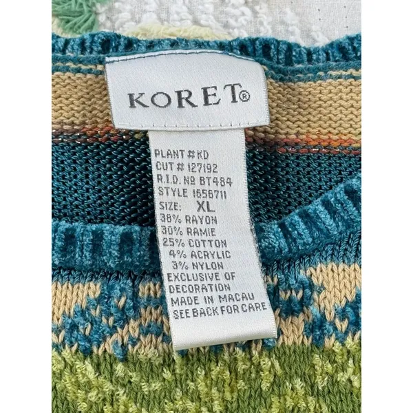 Koret Womens XL Multi-Color Striped Fair‎ Isle Eyelash Texture Knit Sweater - Image 7
