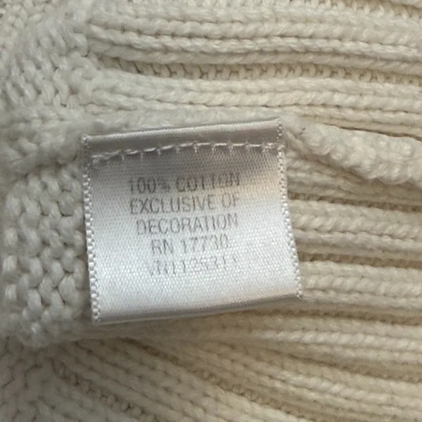 Converse One Star Women’s Cable Knit Sweater Medium Long Sleeve V-Neck Pullover - Image 4