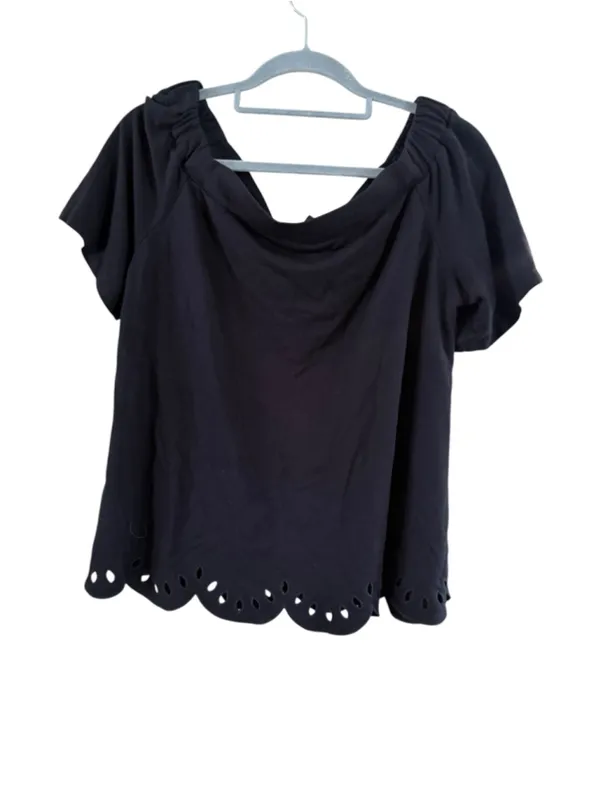 Women's Ann Taylor Black Scalloped Hem Blouse Size L - Image 8