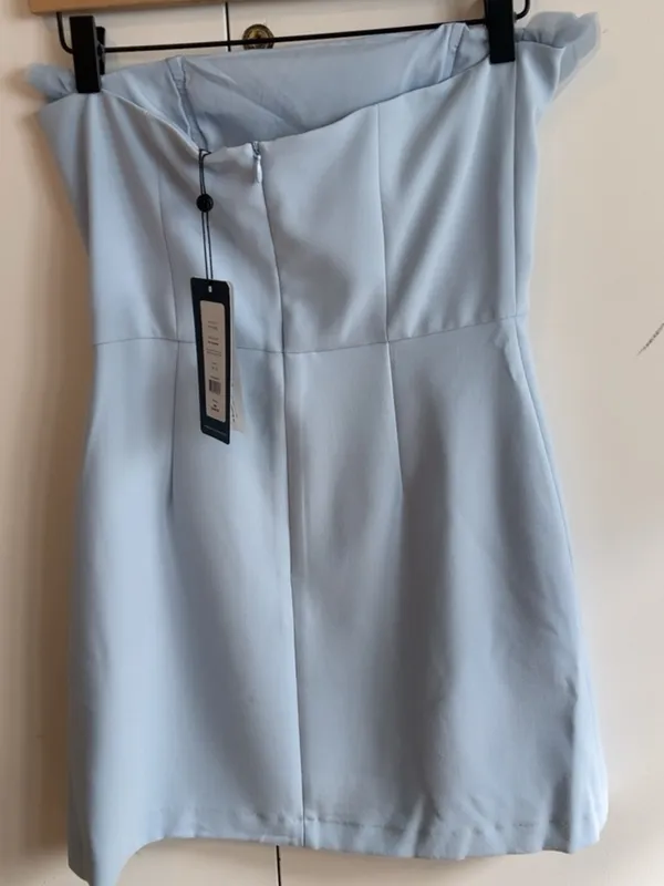 French Connection Whisper Organza Strapless Dress Blue US 2 NWT - Image 4