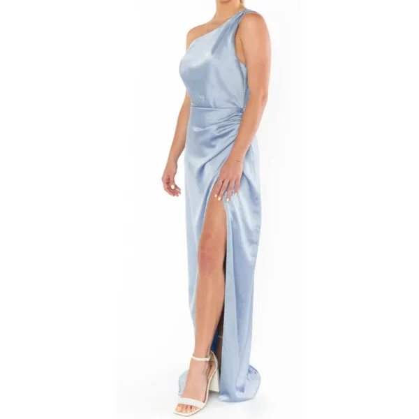 Show Me Your Mumu Jodie Dress Satin Maxi Dress Cowl Neckline Size Small Blue - Image 2