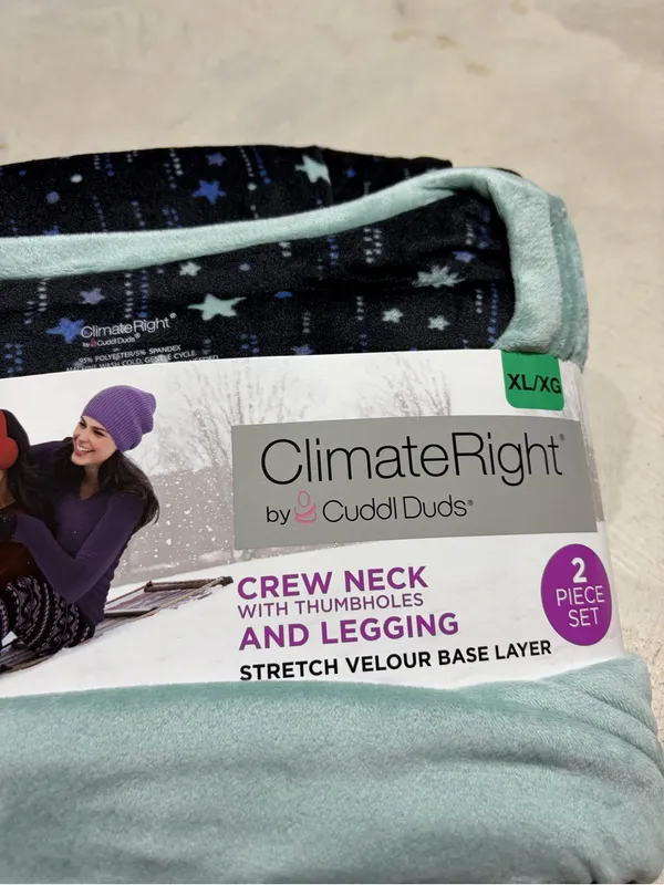 Cuddl Duds ClimateRight NWT 2 piece set crew neck and legging velour XL - Image 2