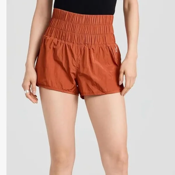 Free People The‎ Way Home Nylon Athletic Running Shorts Rust Orange Small - Image 2
