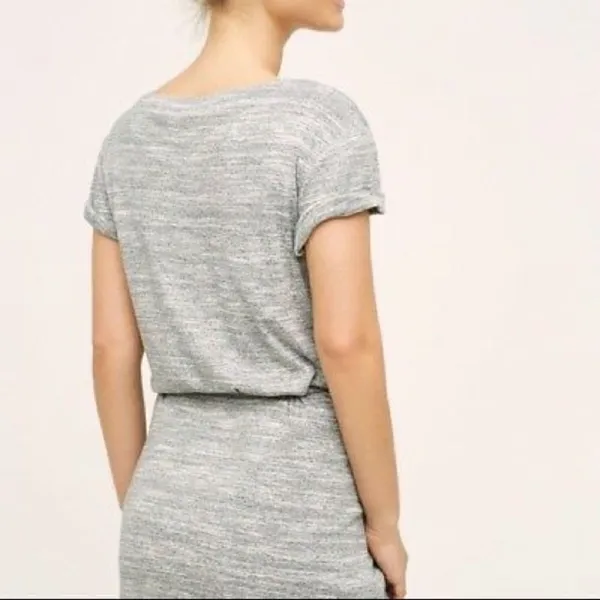 Anthropologie Maeve Marled Gray Tie front wrap tee dress - Image 6