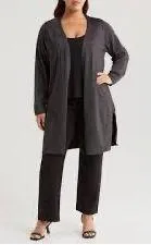Tahari Woman’s Open Front Long Line Black Cardigan, Sz M - Image 2