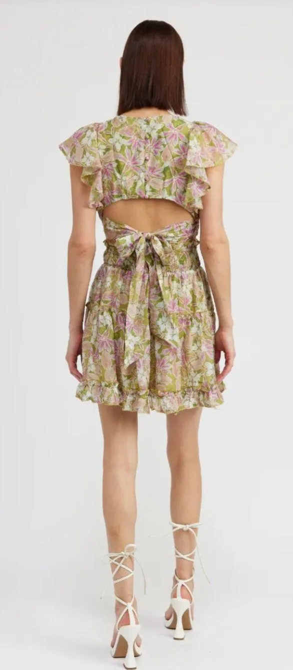 En Saison Green And Pink Floral Dress - Image 2
