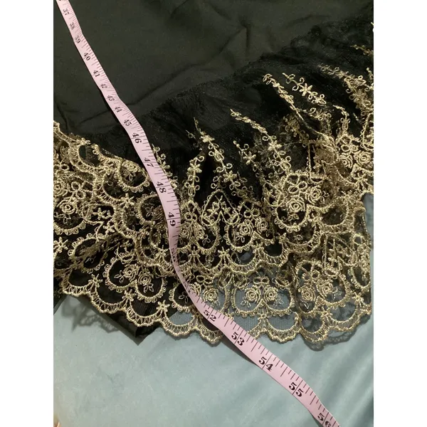 Pomander Place Womens Black Gold Lace Trim Maxi Dress B1448 Large NWT - Image 6