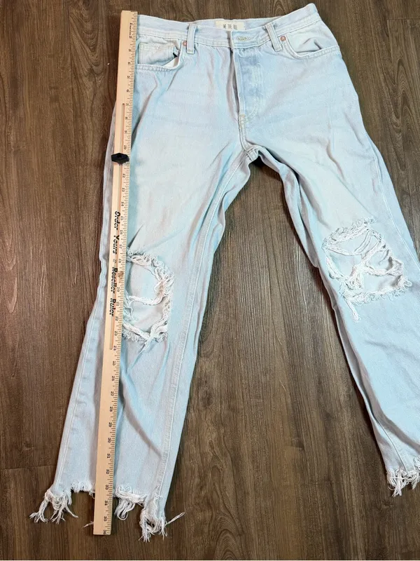 Free People We The Free Free People Distressed Wide Leg Jeans Light Wash Size 25 - Image 7