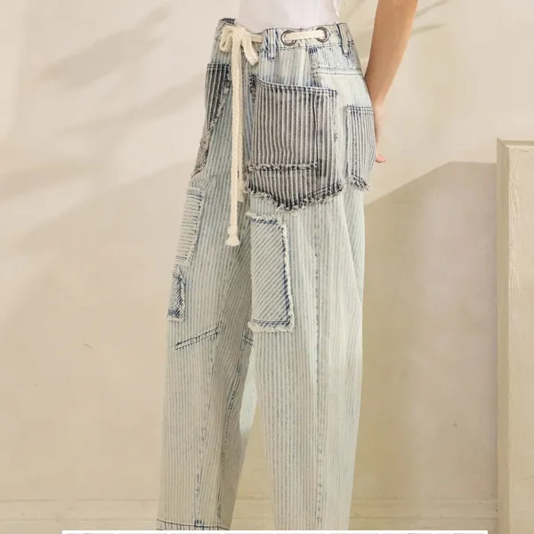 Oli & Hali Light Wash Patchwork Cropped Wide-Leg Jeans XL - Image 10