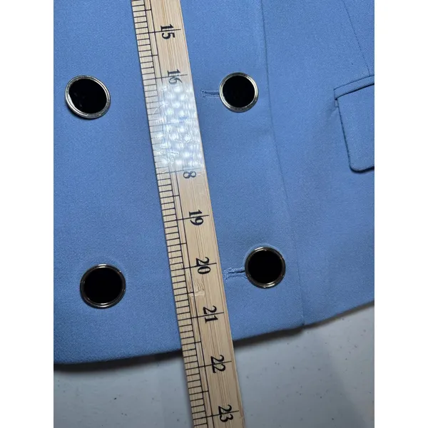 Zara NWT‎ Cropped Blazer L Blue Double Breasted Collarless Gold Button Jacket - Image 9