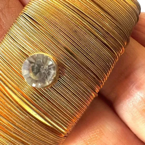 Gold tone wire wrapped bangle bracelet - Image 3