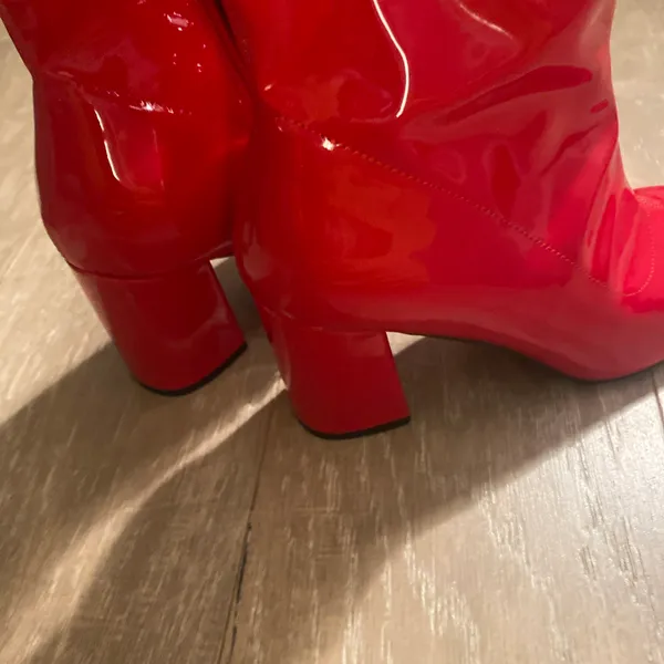 Nastygal Ruby Red Shiny Glossy Patent Pointy Heels Boots Booties Women 7 - Image 6