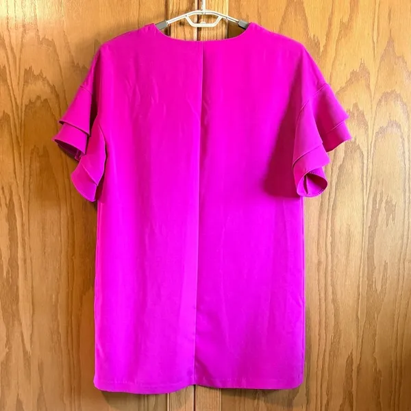 Worthington Womens XL Fuchsia Pink V-Neck Ruffle Tiered Sleeve Dress 72613-3 - Image 8