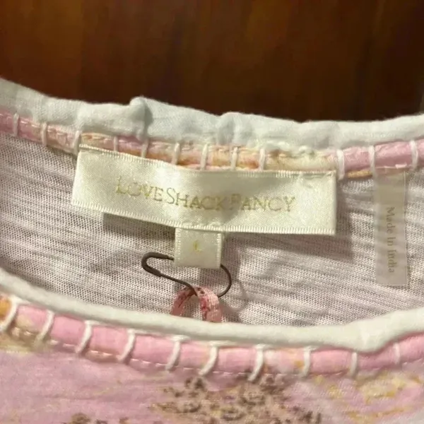 NWT LOVESHACKFANCY Women's Ismay Cropped Embroidered Tank Top Pop of Pink L - Image 6