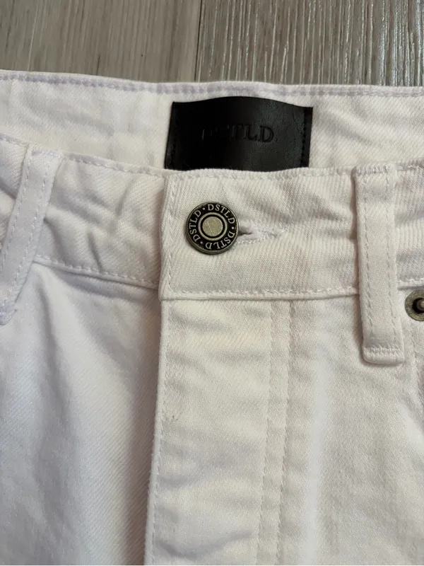 DSTLD White High Rise Button Fly Denim Cutoff Shorts Size 27 NWT - Image 2