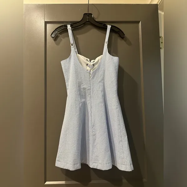 STAUD x Solid and Striped Seersucker Blue Mini Dress - Image 3