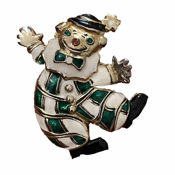Gontie Paris Gold Tone Enameled Harlequin Clown Brooch Pin Vintage 1208 - Image 2