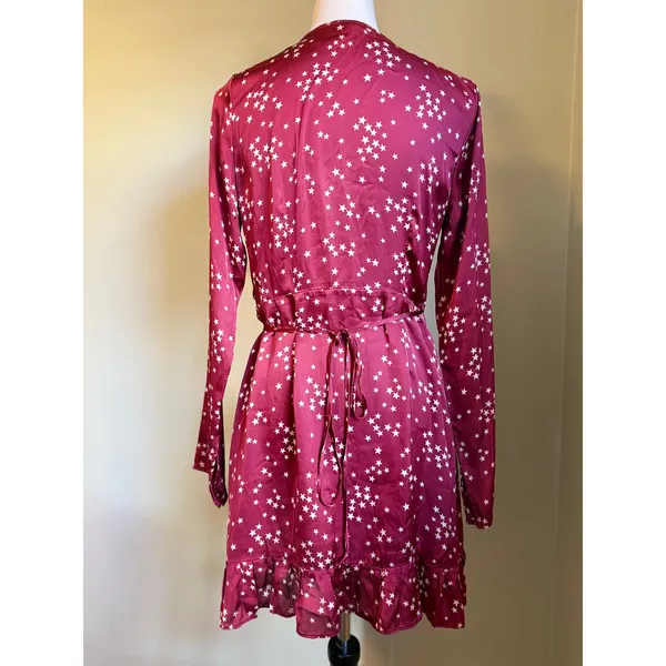 Cotton Candy LA‎ Star Print Ruffle Wrap Dress M boho whimsi fairy Y2K daity - Image 2