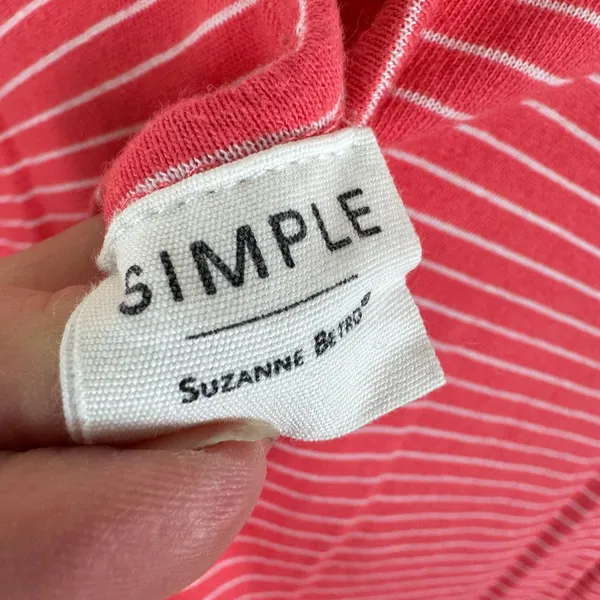 Simple Suzanne Betro Pink White Striped Cap Sleeve Criss Cross Back‎ Shirt Sz 3X - Image 6