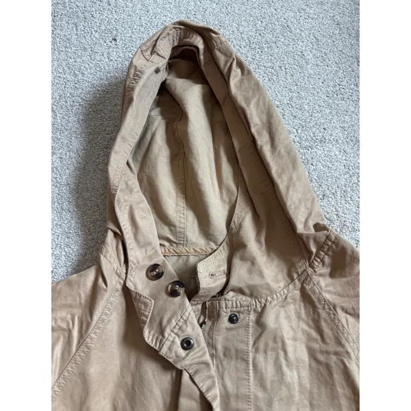 Zara Basic Parka Jacket Size Small Tan Utility Hooded Cotton Blend Coat - Image 6