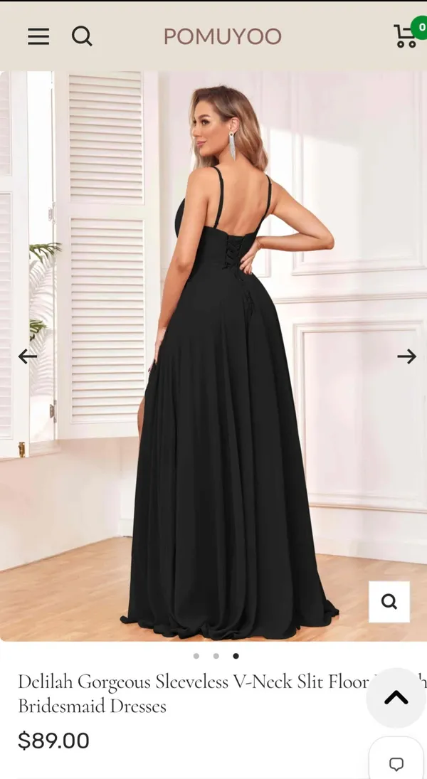 Formal Elegant Bridesmaid Dress Black Size L - Image 2