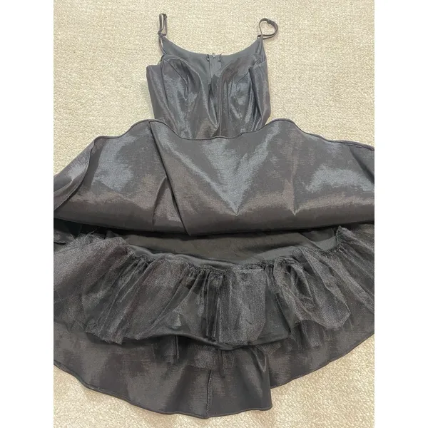 Windsor Black Satin Fit-and-Flare Spaghetti Strap Cutout Dress Size 5/6 - Image 13