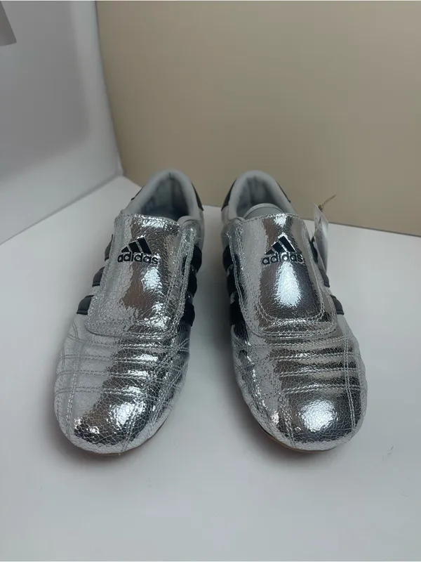 Adidas Originals Taekwondo Women’s Leather Silver Metallic Black Sneakers 6.5 - Image 3