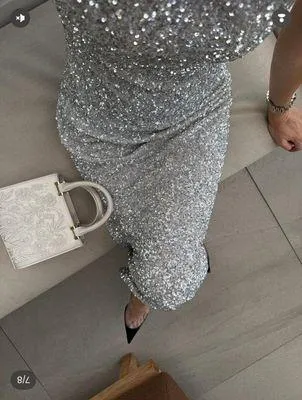 Zara Silver Sequin Spaghetti Strap maxi Dress evening party holiday - Image 2