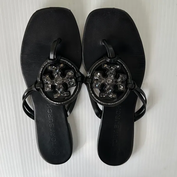 Tory Burch Jeweled Miller Sandals Perfect Black, 9.5 - Image 10