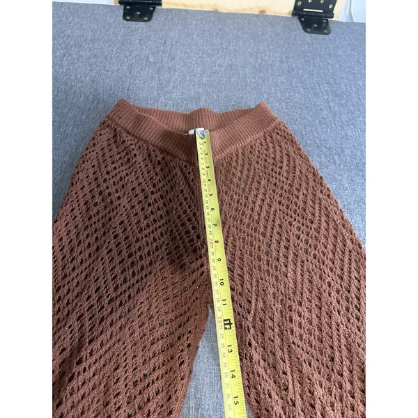 Wild Fable Dark Brown Crochet Beach Wide Leg Pants Sz S Cover Up Boho Hamptons - Image 4