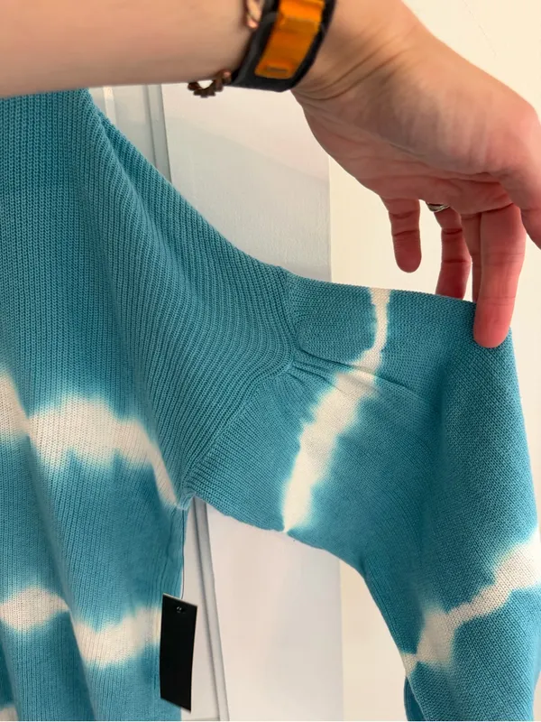 FATE Tie Dye‎ Open Back Cotton Sweater NWT Medium Blue Boho - Image 6