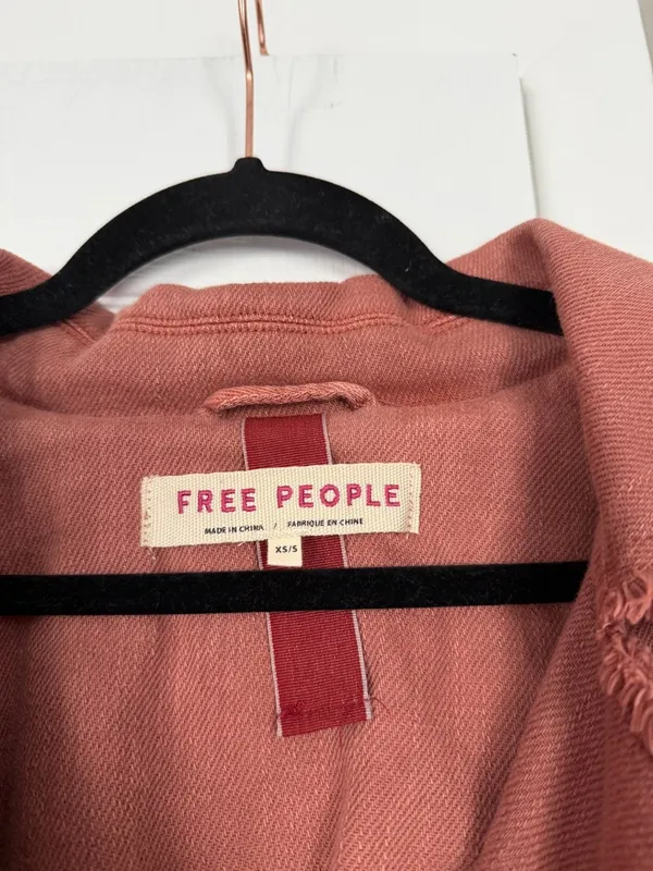 Free People Dusty Rose Long Coat Jacket Belted Double Breasted Trench Coat - Image 3