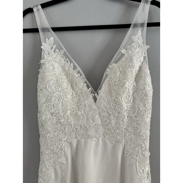 NWT Lulus Precious Promise White Satin Embroidered Lace Mermaid Maxi Dress Sz XS - Image 7