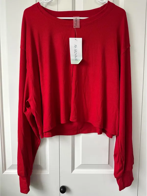 Altar'd State Relax Ribbed Open Back Layer AS Revival NWT Red XXL - Image 3