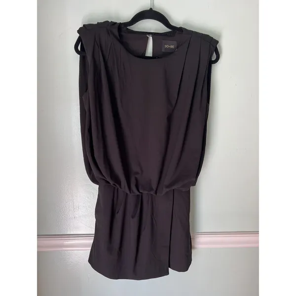 Do + Be Womens Size S Black Short‎ Kimono Sleeve Romper Shorts dress Slit Back - Image 3